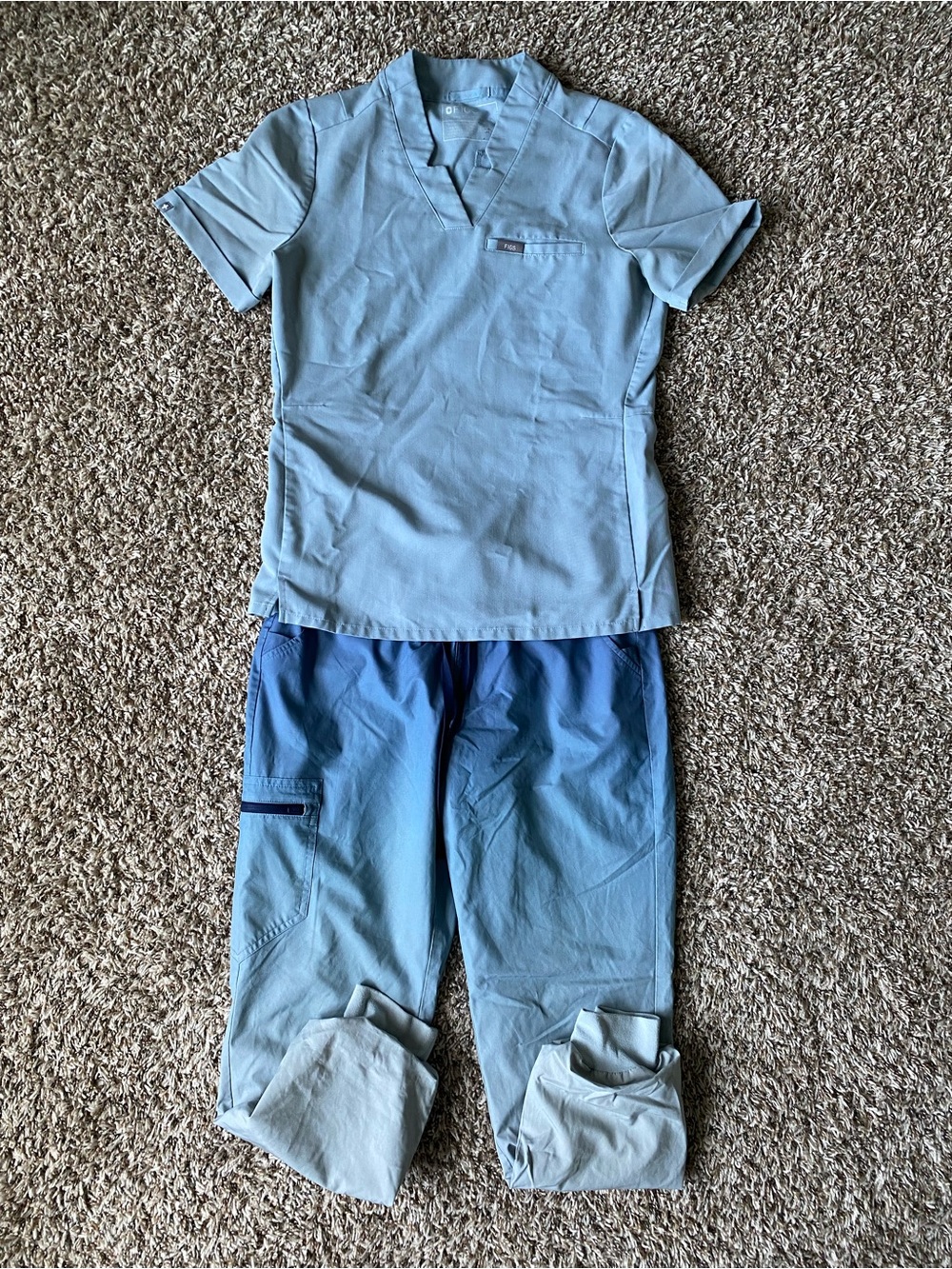 FIGS scrub set small ocean mist ombré high waisted Zamora joggers Inala top